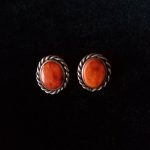 Aretes de plata óvalos hilo entorchado y spondylus naranja
