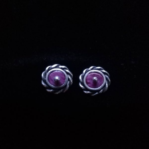Aretes de plata hilo entorchado con spondylus lila