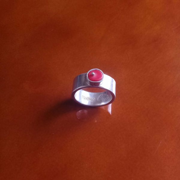 Anillo de plata coral rojo