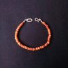 Pulsera spondylus naranja y broche de plata