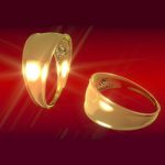 Anillo de oro placa embutida