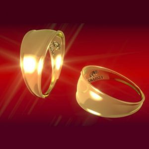 Anillo de oro placa embutida