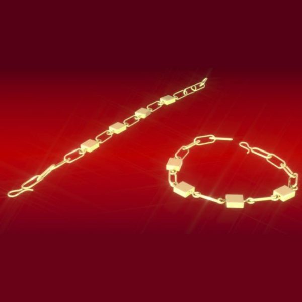 Pulsera de Oro Eslabones y cubos cuadrados