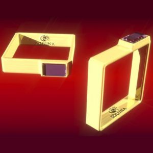 Anillo de Oro Cuadrado con Amatista