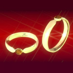 Anillo de Oro media caña con citrino amarillo