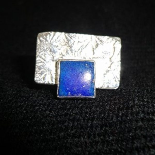 Anillo de Plata fundido lapislázuli Anillo de Plata fundido lapislázuli