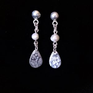 Aretes de Plata largos con perlas