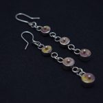 "Asmara" Aretes largos de plata 999 con spondylus lila