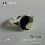 “Yin Yang” Anillo de plata 999 y ónix