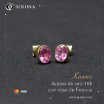 "Kaoma" Aretes de Oro 18k tipo topo con rosa de Francia