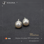 "Minerva” Aretes tipo topo de plata 999 con perlas