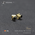 "Siena" Aretes de Oro 18k tipo topo con Ónix