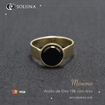 “Máximo” Anillo de  Oro 18K con ónix redondo