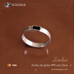 “Londres” Anillo de plata 999 plano con Ónix