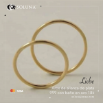 “Liebe” Aros de alianza de plata 999 con baño en oro 18k