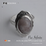 “Paz infinita” Anillo de plata 999 y cuarzo rosa