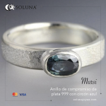 “Mursi” Anillo de compromiso de plata 999 con circón azul