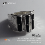 “Menelao” Anillo de plata 999 y 3 corales negros con punta de plata 999