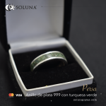 “Persa” Anillo de plata 999 reconstituido con turquesa verde