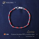 "Lavinia" Pulsera de plata 999 y mullos rojos