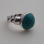 "Entorchado y Quemado" Anillo de plata 999 y turquesa celeste