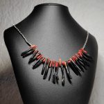 "Corales" Collar de plata 999 con coral negro y rojo