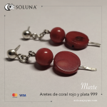 "Marte" Aretes de coral rojo y plata 999