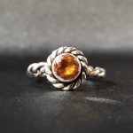 "Abeja Reina" Anillo hilo entorchado de plata 999 y citrino