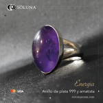 "Energía" Anillo de plata 999 y amatista
