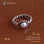 “Afrodita” Anillo entorchado de plata 999 y perla