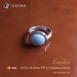 “Esquilino” Anillo de plata 999 y turquesa celeste