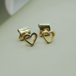 "Flavia" Aretes de Corazón de Oro 18k tipo topo